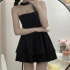 Choker-neck Strapless A-line Dress