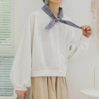 Tie-neck Sweatshirt White - One Size