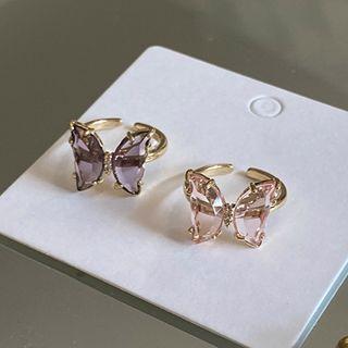 Faux Crystal Butterfly Ring