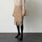 Band-waist Lace-layered Midi Skirt