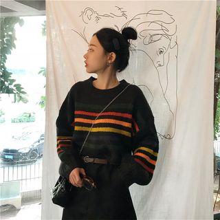 Rainbow Striped Crop Sweater