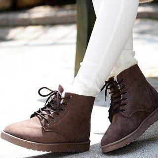 Furry Lined Lace Up Short Boots