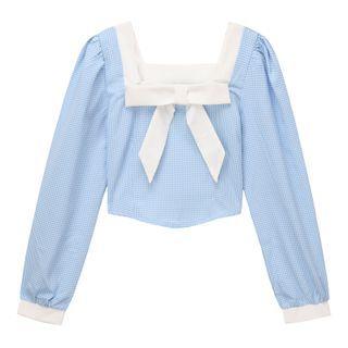 Bow Gingham Blouse