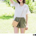 Elasticized Waist Tassel Trim Shorts