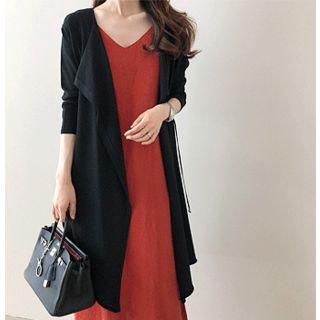 Drawstring-waist Linen Blend Cardigan
