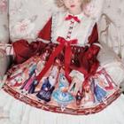 Long-sleeve Rabbit Print A-line Dress / Headband / Set