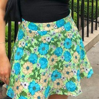 High Waist Floral Print A-line Skirt