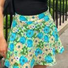 High Waist Floral Print A-line Skirt