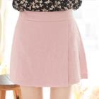 Wrap-front Linen A-line Mini Skirt
