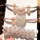 Set Of 3: Faux Pearl / Faux Crystal Hair Tie (assorted Designs)