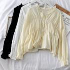 Ruffled-trim V-neck Light Shirt