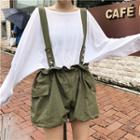 Plain Long-sleeve Loose-fit T-shirt / High-waist Playsuit