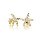 Simple And Fashion Plated Gold Starfish Stud Earrings With Cubic Zirconia Golden - One Size