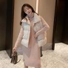 Padded Vest / Turtleneck Long-sleeve Knit Dress