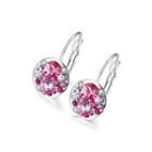 Fashion Elegant Round Earrings With Rose Red Austrian Element Crystal Silver - One Size
