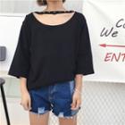 3/4-sleeve Studded T-shirt