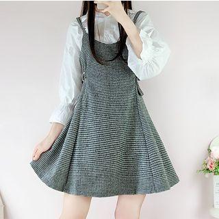 Bell Long Sleeve Blouse / Gingham Spaghetti-strap Dress