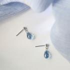 925 Sterling Silver Faux Crystal Dangle Earring 1 Pair - Silver & Blue - One Size