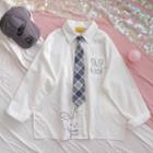 Rabbit Print Shirt With Tie - One Size
