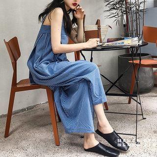 Wide Strap Striped Jumpsuit