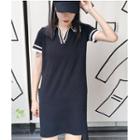 Short-sleeve V-neck Knit Polo Dress