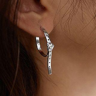 Belt Alloy Hoop Earring 1 Pc - Silver - One Size