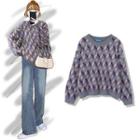 Jacquard Sweater Gray & Purple - One Size