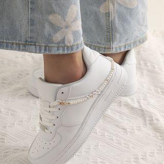 Love Lettering Faux Pearl Sneaker Chain Silver - One Size