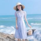 Short-sleeve Sheer Qipao Dress