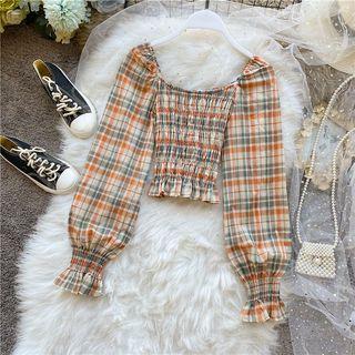 Plaid Smocked Blouse