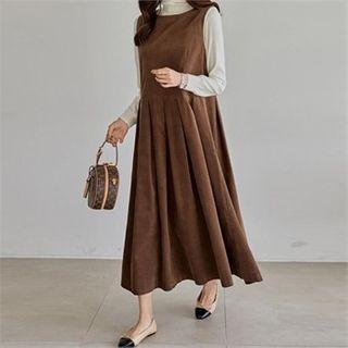 Sleeveless Pleated Corduroy Dress