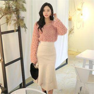 Round-neck Boucle-knit Sweater