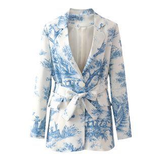 Print Tie-waist Blazer