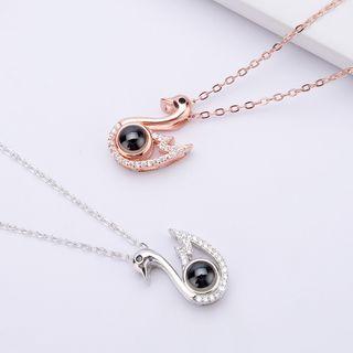 925 Sterling Silver Bead Swan Pendant Necklace