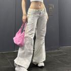 Low-waist Plain Wide-leg Pants