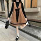 Bow Midi A-line Overall Dress