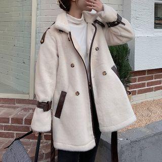 Buckled Double-breasted Fleece Coat