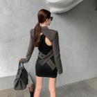 Long-sleeve Wrapped Top / Sleeveless Mini Dress