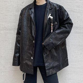 Faux Leather Snakeskin Jacket