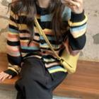 Rainbow Striped Oversize Sweater Rainbow Striped - One Size