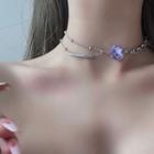 Rhinestone Heart Choker Necklace As Shown In Figure - One Size