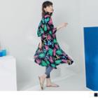 3/4-sleeve Printed Long Top