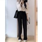 V-neck Chiffon Top / Straight Leg Pants