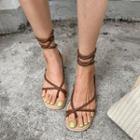 Block-heel Tie-up Sandals