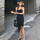 Lace-up Sleeveless Asymmetric Hem Dress