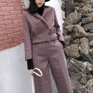 Plaid Blazer / Dress Pants / A-line Skirt