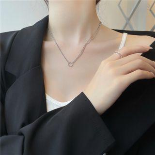 Hoop Pendant Layered Alloy Choker Silver - One Size
