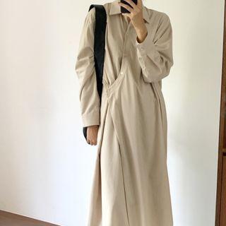 Asymmetrical Midi A-line Shirt Dress