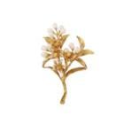 Fashion Simple Plated Gold Flower Plant Imitation Pearl Brooch Golden - One Size