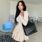Set: Long-sleeve Top + Layered Mini A-line Skirt